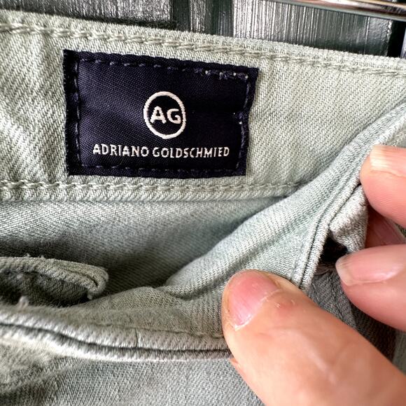 Adriano Goldschmied Stevie Ankle Zip Stretchy Jeans Sz 31R in Pale Sage Green - Picture 5 of 8